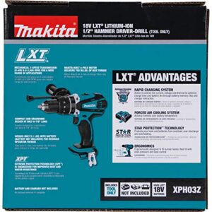 Makita XPH03Z 18V LXT Lithium-Ion Cordless 1/2" Hammer Driver-Drill, Tool Only