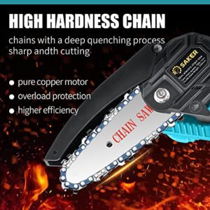 Saker Mini Chainsaw,Portable Electric Best Chainsaw Cordless,Small Handheld Chain Saw Pruning Shears Chainsaw for Tree Branches, Courtyard and Garden(SAKER MINI CHAINSAW + 2 BATTERIES)