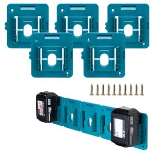 crivnhar 5 pack battery holder for makita 18v battery mounts dock holder fit for bl1860 bl1850 bl1840 bl1830(w/10 screws)