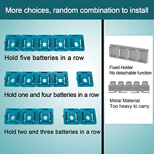 Crivnhar 5 Pack Battery Holder for Makita 18V Battery Mounts Dock Holder Fit for BL1860 BL1850 BL1840 BL1830(w/10 Screws)