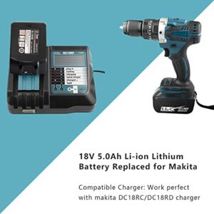 2Packs Upgraded 5.0Ah 18V BL1850B with LED Replacement Lithium-ion Battery Compatible with Makita 18 Volt Battery for Compatible Makita 18V Lithium-Ion Cordless Power Tools