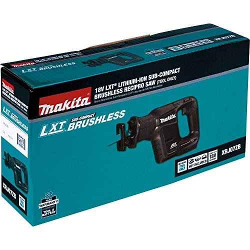 Makita XRJ07ZB 18V LXT Lithium-Ion Sub-Compact Brushless Cordless Recipro Saw, Tool Only