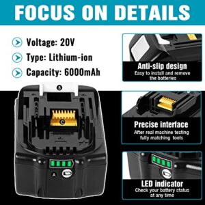 TenHutt 【Upgrade Current Protection】 6.0Ah 18V Lithium-Ion Replacement Battery for Makita 18V LXT Battery Compatible with BL1830 BL1840 BL1850 BL1860 BL1815 BL1860B Cordless Power Tools