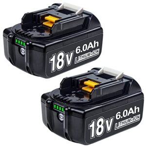 dtk 2packs 6.0ah battery replacement for makita 18v battery bl1860b bl1850b bl1840b bl1830b bl1820b