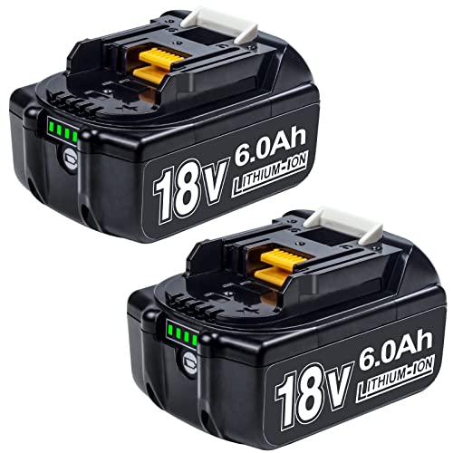 DTK 2Packs 6.0Ah Battery Replacement for Makita 18V Battery BL1860B BL1850B BL1840B BL1830B BL1820B