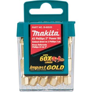 Makita B-60523 Impact Gold #2 Phillips 2″ Power Bit, 15/Pk