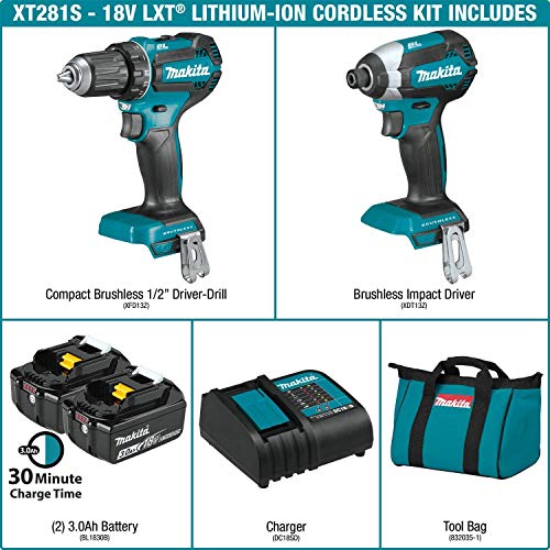 Makita XT281S 18V LXT 2-Pc. Combo Kit (3.0Ah)