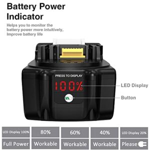 DKSIDKN 2Pack 18V 6.0Ah BL1860 Lithium-Ion Replacement Battery Compatible with Makita BL1830B BL1860B BL1840B BL1815 LXT-400 18Volt Cordless Tools with LED Indicator