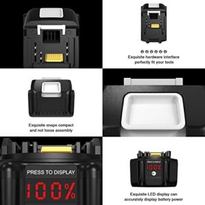 DKSIDKN 2Pack 18V 6.0Ah BL1860 Lithium-Ion Replacement Battery Compatible with Makita BL1830B BL1860B BL1840B BL1815 LXT-400 18Volt Cordless Tools with LED Indicator