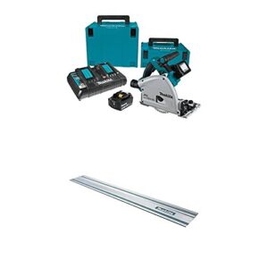 makita xps01ptj 5.0ah 18v x2 lxt lithium-ion (36v) brushless cordless 6-1/2″ plunge circular saw kit with 194368-5 guide rail, 55-inch