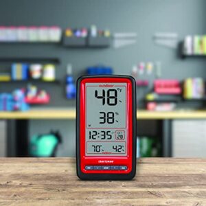 Craftsman Wireless Easy to Read Thermometer with Indoor and Outdoor Temperature & Humidity with Trend Arrows and Daily Date and Time (CMXWDCR01137), Red