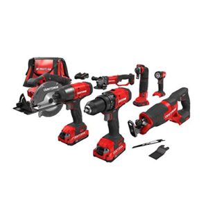 craftsman v20 max power tool combo kit, 7-tool cordless power tool set (cmck700d2am)