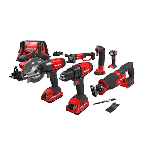 CRAFTSMAN V20 MAX Power Tool Combo Kit, 7-Tool Cordless Power Tool Set (CMCK700D2AM)