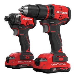 CRAFTSMAN V20 MAX Cordless Drill and Impact Driver, Power Tool Combo Kit with 2 Batteries and Charger (CMCK210C2)