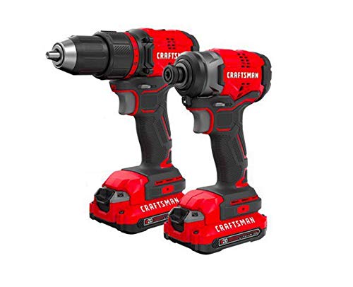 CRAFTSMAN V20 MAX Cordless Drill and Impact Driver, Power Tool Combo Kit with 2 Batteries and Charger (CMCK210C2)