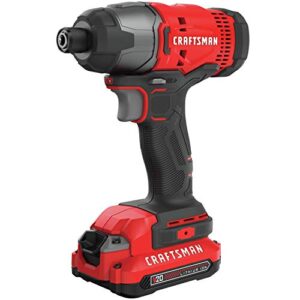 craftsman 20v max impact driver kit, 1 battery, 1/4-inch (cmcf800c1) , red