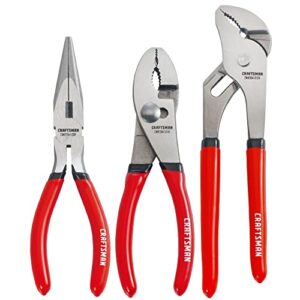 craftsman pliers set, 3 piece set, 6 inch long nose, 6 inch slip joint, 8 inch groove joint (cmht84103r)