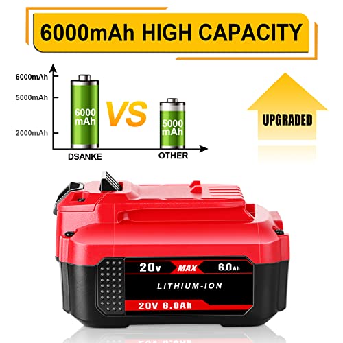 Upgraded DSANKE CMCB204 6000mAh 20V Lithium-ion Battery Replacement for Craftsman V20 Lithium Ion Battery CMCB204 CMCB204-2 CMCB202 CMCB202-2 CMCB201 Craftsman V20 Battery