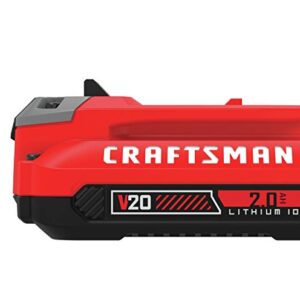 CRAFTSMAN V20 Lithium Ion Battery, 2.0-Amp Hour, 2 Pack (CMCB202-2) , Red