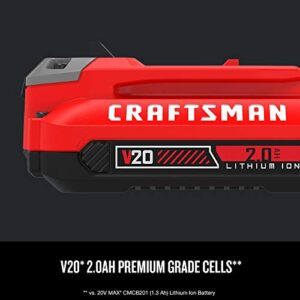 CRAFTSMAN V20 Lithium Ion Battery, 2.0-Amp Hour, 2 Pack (CMCB202-2) , Red