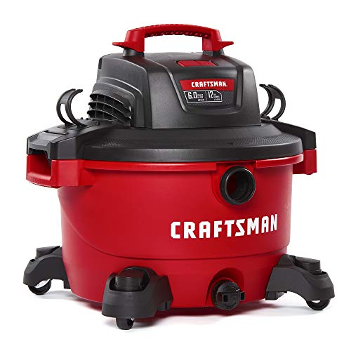 CMXEVBE17594 CRAFTSMAN 17594 12 Gallon 6 Peak HP Wet/Dry Vac, Portable Shop Vacuum with Attachments Red and Black