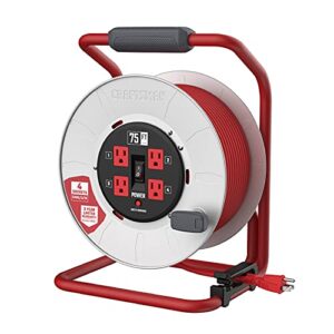 craftsman contractor edition retractable extension cord reel 75 ft. with 4 outlets & heavy duty 12awg sjtw cable