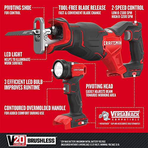 CRAFTSMAN V20 Power Tool Combo Kit, Cordless Power Tool Set, 4-Tool (CMCK420D2)