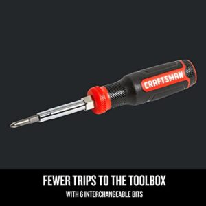 CRAFTSMAN Screwdriver, Multi-Bits 6-Way, Store Extra Bits in Handle (CMHT68000)