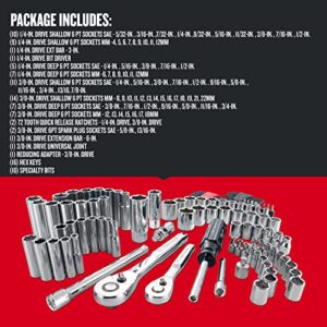 CRAFTSMAN Socket Set, 1/4-Inch & 3/8-Inch Drive, Standard and Metric, 105 Pieces (CMMT12023)