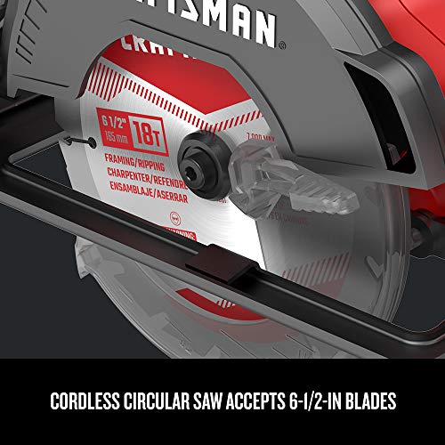 CRAFTSMAN V20* 6-1/2-Inch Cordless Circular Saw, Tool Only (CMCS500B)