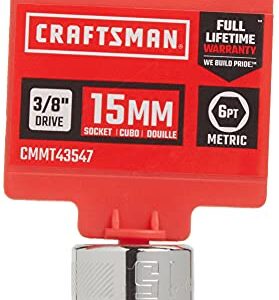 CRAFTSMAN Shallow Socket, Metric, 3/8-Inch Drive, 15mm, 6-Point (CMMT43547)