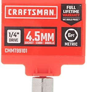 CRAFTSMAN Shallow Socket, Metric, 1/4-Inch Drive, 4.5mm, 6-Point (CMMT99101)