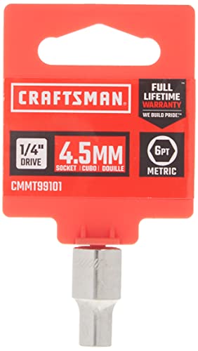 CRAFTSMAN Shallow Socket, Metric, 1/4-Inch Drive, 4.5mm, 6-Point (CMMT99101)