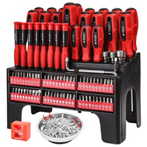 102 piece magnetic screwdriver set with rack, magnetic tip, common repair tools, ideal for gift