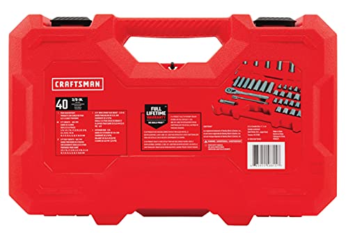 CRAFTSMAN Mechanics Tool Set, SAE / Metric, 3/8-Inch Drive, 40-Piece (CMMT12018)