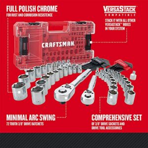 CRAFTSMAN Socket Set, 3/8 and 1/4-inch Drive, 71-Piece Mechanic Tool Set with VERSASTACK Storage (CMMT45071)