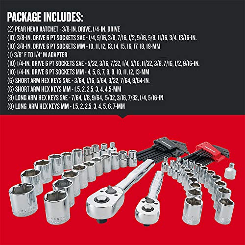 CRAFTSMAN Socket Set, 3/8 and 1/4-inch Drive, 71-Piece Mechanic Tool Set with VERSASTACK Storage (CMMT45071)