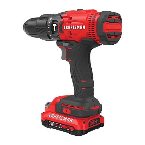 CRAFTSMAN 20V MAX Cordless Hammer Drill, Battery & Charger Included (CMCD711D1)