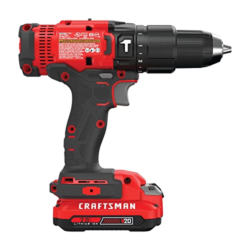 CRAFTSMAN 20V MAX Cordless Hammer Drill, Battery & Charger Included (CMCD711D1)