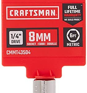 CRAFTSMAN Shallow Socket, Metric, 1/4-Inch Drive, 8mm, 6-Point (CMMT43504)