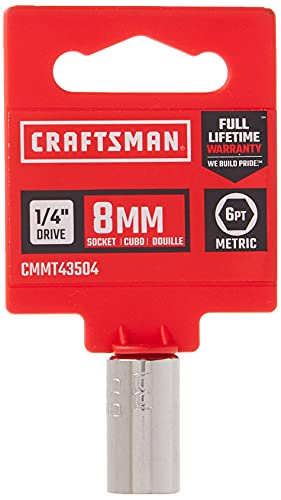 CRAFTSMAN Shallow Socket, Metric, 1/4-Inch Drive, 8mm, 6-Point (CMMT43504)