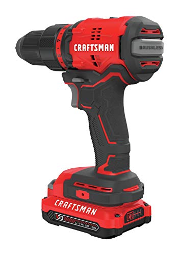 CRAFTSMAN V20* Cordless Drill/Driver Kit, Brushless (CMCD710C1) , Red , 1/2-in.