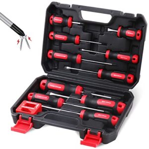 sedy 11-piece magnetic screwdriver set, includes 5x slotted 5x phillips screwdriver and magnetizer demagnetize with stuby storage case