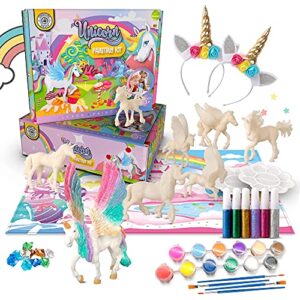 unicorn painting kit for girls – paint your own unicorn craft kit toys w 2 unicorn headbands, pegasus, alicorn & diy unicorn crafts – unicorns gifts for girls – paint sets for kids ages 4-8