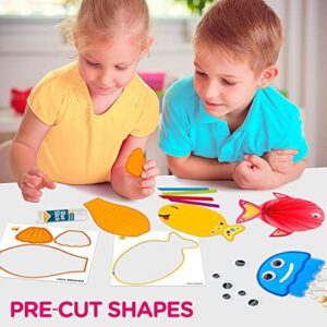 Arts and Crafts for Kids Ages 3-5, Craft Your Own Fish Characters Kit Includes Supplies & Instruction, Great Craft Project for Toddlers.