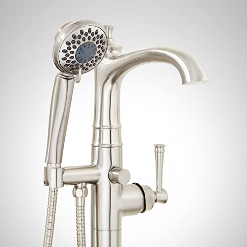 Signature Hardware 948654-LV Beasley Floor Mounted Tub Filler Faucet - Includes Hand Shower, Less Valve