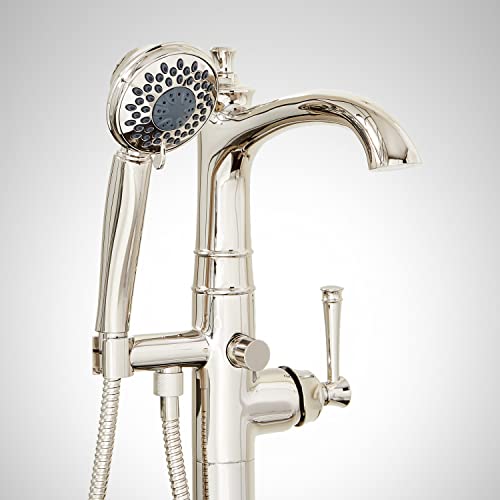 Signature Hardware 948654-LV Beasley Floor Mounted Tub Filler Faucet - Includes Hand Shower, Less Valve