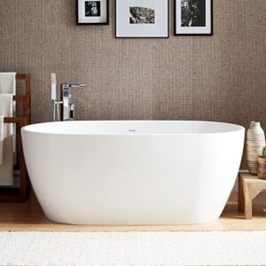 signature hardware 948060-59 ocala 59″ free standing solid surface soaking tub with integrated drain and overflow
