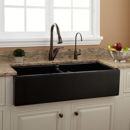 Signature Hardware 926907-39 Risinger 39" Double Basin Fireclay Farmhouse Sink