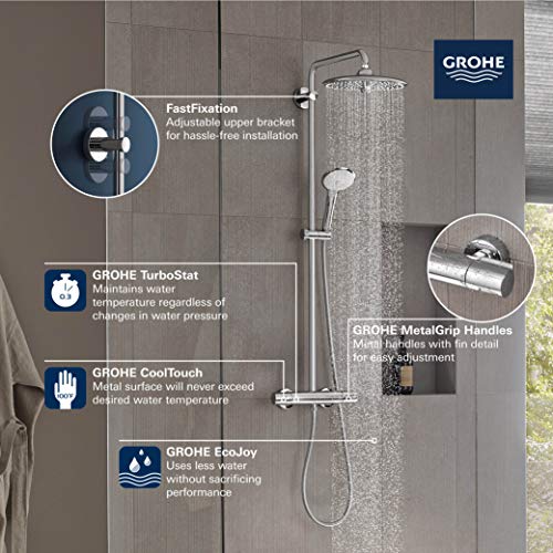 GROHE 26128002 Euphoria 260 CoolTouchThermostatic Shower System, 1.75 gpm, Starlight Chrome